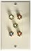 Monoprice 102999 5 RCA Component Two-Piece inset Wall Plate (RGB and Audio)