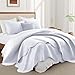 IR Imperial Rooms Twin Quilt Bedding Set Size (68” x 86”) + 1 Pillow Shams (20” x 26” + 2”) - 2 Pcs All Season Lightweight Reversible Microfiber Coverlet Embossed Quilt Bedspread (White)