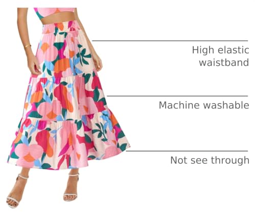 BTFBM Long Skirts for Women 2026 Summer Boho Floral Midi Skirt with Pockets - image 4