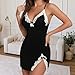 Famstar Lingerie for Women Babydoll Chemise Sexy Lingerie Sets Nightgown Lace Dress Sleepwear Teddy Outfits for Women Black