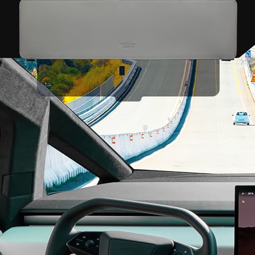 JOYTUTUS Polarized Sun Visor Extender Compatible with Tesla Cybertruck, Anti-Glare Cybertruck Sun Visor Extender,UV400 Cybertruck Visor Extension Protect from Glare/UV Ray/Stray Light,Grey