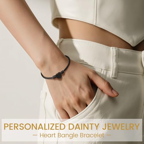 GoldChic JEWELRY Personalized Heart Bracelet That Holds Pictures for Women, Stainless Steel Custom Adjustable Link Locket Bracelets in Gold/Black Customized Gifts for Mother Wife Loved One2