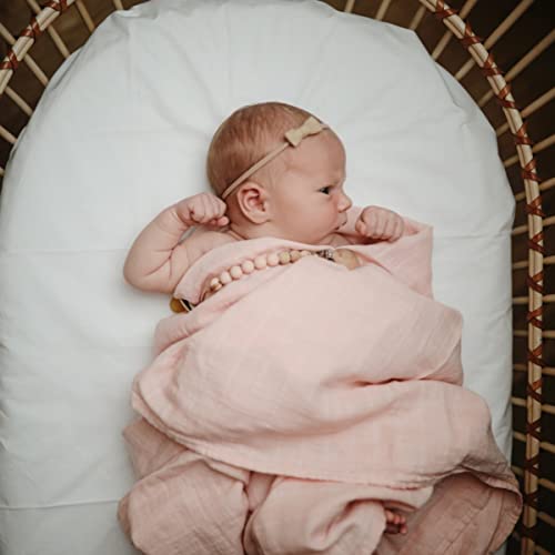 Image of mushie Muslin Baby Swaddle Blanket | 100% Organic Cotton (Rose Vanilla)