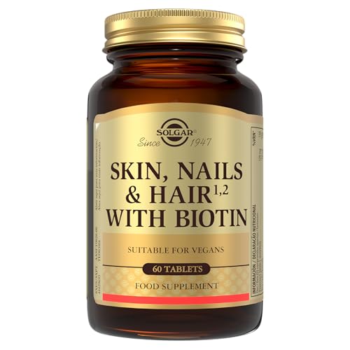 Solgar Pelo, Piel y Uñas con Biotina 60 comprimidos | Cabello fuerte con brillo y volumen, piel firme, uñas resistentes