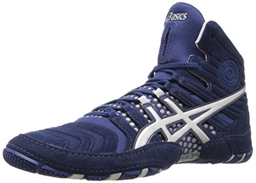 ASICS Men's Dan Gable Ultimate 4 Wrestling Shoe, Estate Blue/Silver, 7.5 M US