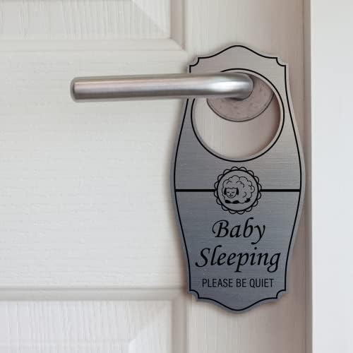 Signs ByLITA Baby Sleeping Please Be Quiet 도어 행거 - 브러시드 골드, 10.2cm x 20.3cm(4인치 x 8인치) — 사진 2
