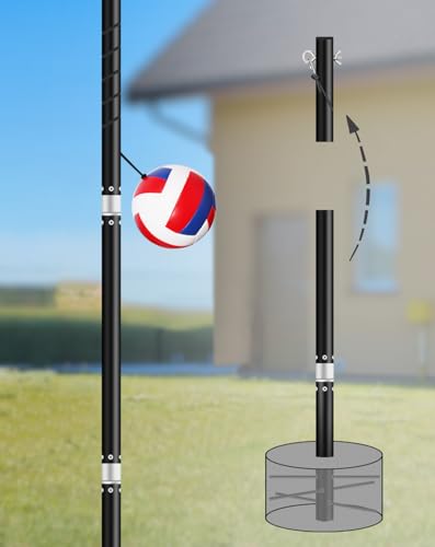 Arejonner Outdoor Tetherball Game Set for Whole Family - Rust-Resistant Aluminum Poles, 11Ft Adjustable Height, Diameter 1.2Inch Stable Design with Complete Accessories & DIY Concrete Base