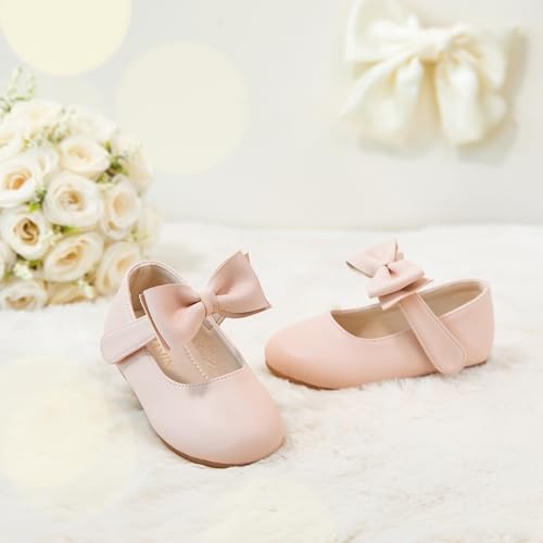 Image of PHIRAMIN Toddler Flower Girl Dress Shoes - Little Girl Mary Janes Flats Wedding