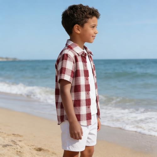 Image of SANGTREE 3 Piece Boy Outfits Short Sleeve Shirt and Shorts Set Beach Vacation Summer Clothes, 3 Months - 9 Years