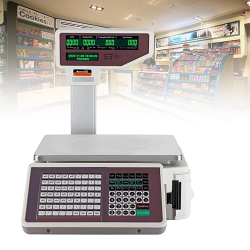 Báscula comercial con impresora y pantalla LCD doble
