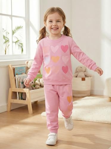 Image of Little Girls Outfits 2 Piece Toddler Long Sleeve Sweatshirt Leggings Pants Fall Winter Clothing Set 2-10 Years