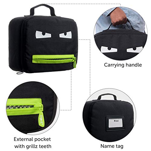 Image of ZIPIT Grillz Boys Lunch Bag, Mini Cooler Tote Insulated Lunch Bags for Kids with Handle, Machine Washable (Black)