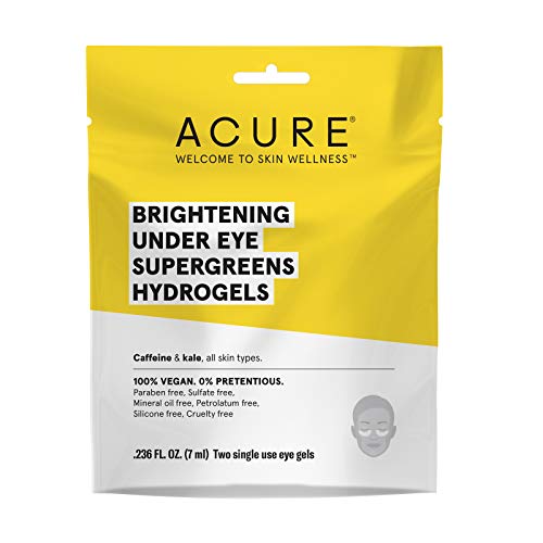 ACURE Brightening Under Eye Super Greens Hydrogels | 100% Vegan | For A Brighter Appearance | Caffeine & Kale - Soothes & Depuffs Tired Under-eyes | 1 Count