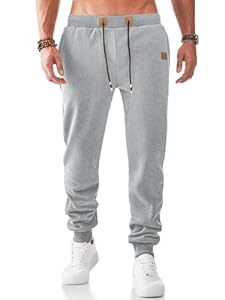 JMIERR Jogginghose Herren WarmeTrainingshose Sporthose Lange Klassische Fitness Jogger mit Taschen Winter Grau XL