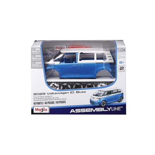 Maisto - Volkswagen ID Buzz 1/24 Bleue - Kit métal à Monter - Voiture Miniature de Collection...