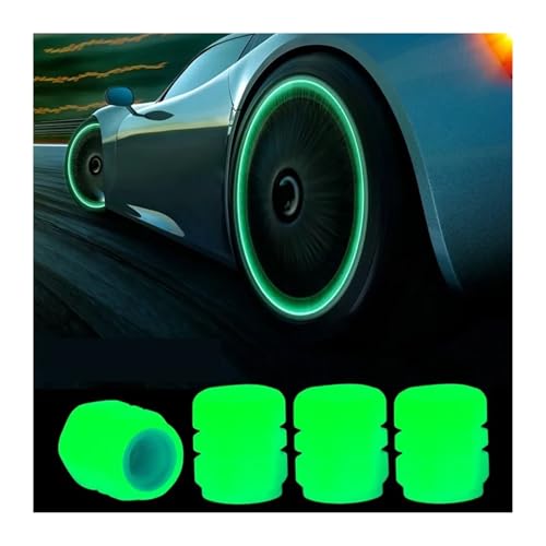 Tapas de Válvula para Neumáticos de Coche, Motocicleta y Bicicleta, Decoración Luminosa para Rueda, Accesorios de Tapón de Neumático (4 piezas Verde) miniatura 2