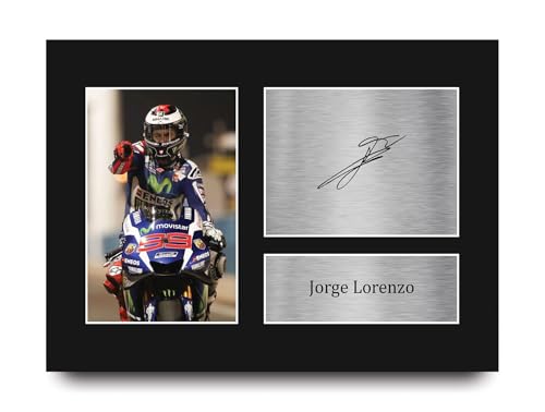 HWC Trading Jorge Lorenzo Yamaha MOTO GP Cadeaux imprimés photo autographe signée pour les fans de course MotoGP - A4