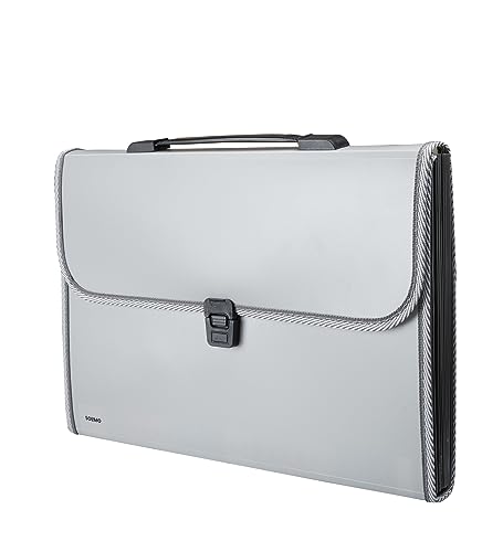 Solimo Expanding File Folder with 13 Pockets, Handle, and Buckle Closure, for A4 Size Documents (Grey) (Image - 2)