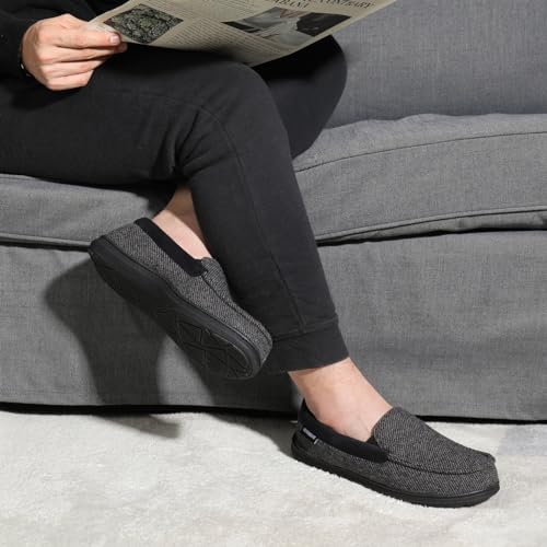 Image of ULTRAIDEAS Men's Moc-Toe Slippers Loafer House Shoes Indoor Outdoor Memory Foam with Breathable&Warm Knit Upper