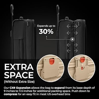 Briggs & Riley Essential 22 2-Wheel Expandable Carry On - Luggage for Travel, Suitcases with Wheels, Softside Rolling Bag for Men & Women, Self-Repairing Zipper - Baseline Collection, Black