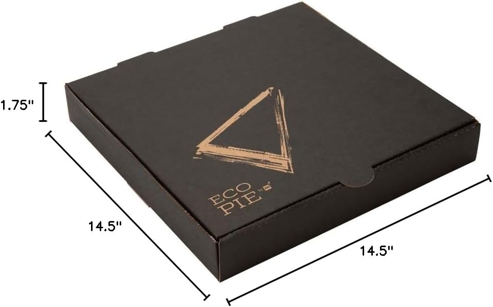 Restaurantware Eco Pie 14.5 Inch x 1.6 Inch Pizza Boxes 50 Corrugated Pizza Delivery Boxes - Repurpose As Plates Sturdy Kraft And Black Paper Take Out Boxes Greaseproof Disposable
