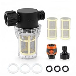 60 Mesh Garden Hose Filter with Quick Connect Set & 2 Replacement Screens, 3/4" GHT Thread Sediment Trap for Pool and Water Tank Pre-Filtration