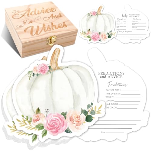 Cartes de prédictions baby shower avec boîte en bois de révélation de sexe