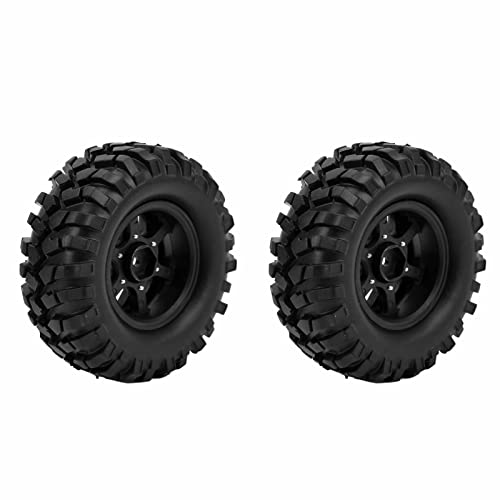 1.9 Inch 96mm Rubber Tires with Alloy Wheel Rims Set, High Wear Resistance RC Tires for Rough Roads, Easy to Install Upgrade Accessories for Axial SCX10 1/10 RC Crawler Car (Black)