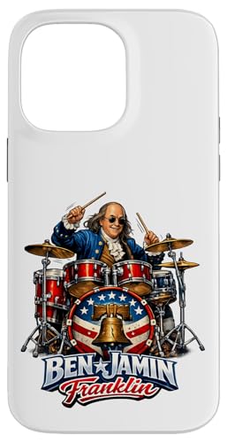 Benjamin Franklin Drummer Patriotic Rock Legend Design! �X�}�z�P�[�X iPhone 14 Pro Max �p