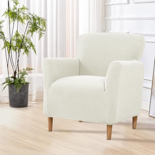 SHANNA Stretch-Überzug für Bankett-Sessel: Mid Century Luxus 1-teilige gestrickte Stuhlbezüge, superweich mit elastischem Boden, Möbelschutz für Wohnzimmer, Schlafzimmer (A-Cremefarben)