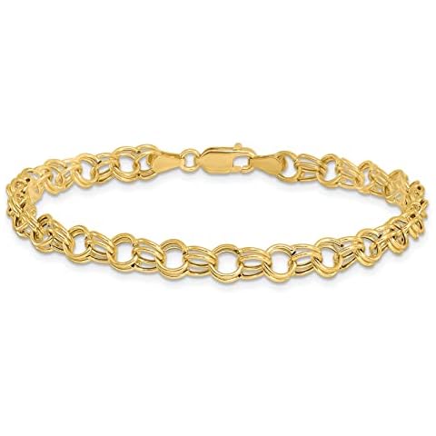 IceCarats 10K Solid Yellow Gold Double Link Chain Charm Bracelet 7 inch Cover