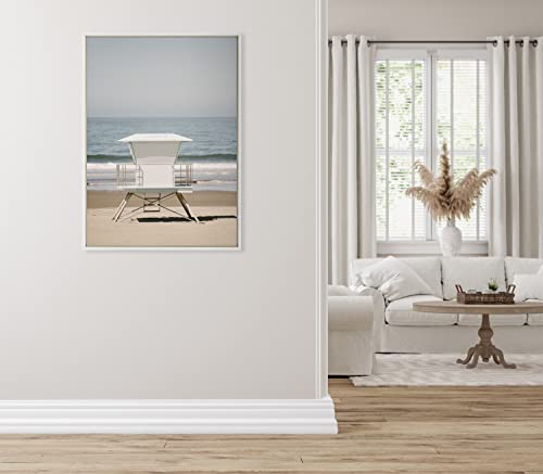 Kate and Laurel Sylvie Surf Shack Framed Canvas Wall Art by Crystal Lynn Collins; 28x38 White; Scenic Coastal Beach Art for Wall by Kate and Laurel - Image 3