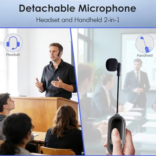 Wireless Headset Microphone System Double: 2.4G Cordless Mic Head for Two People, Head Handheld Mic - USB-C Rechargeable, 1/4'' and 1/8'' Plug for PA System, Voice Amplifier, Teaching, Fitness — view 5