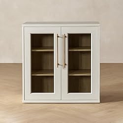 Dimensions: Overall: 31.5 (W) x 15.6 (D) x 32.3 (H) inches; 1-year warranty Classic Modern Farmhouse Design: Enhances the visual appeal with two-tone color contrast and chamfered edges. Elevated details like accent brass handles, recessed panel frame...