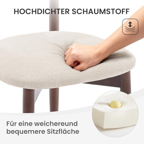 COLAMY Küchenstuhl Esszimmerstühle 6er Set, Moderne Polsterstuhl Essstühle mit Fester Rückenlehne, Stoff Esszimmerstühl mit Holzbein für Esszimmer, Küche, Restaurant, Beige