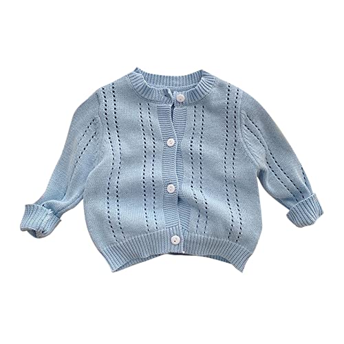 AnFeng Boys Sweater Kids Toddler Babys Girls Boys Spring Winter Solid Knit Sweater Cardigan Long Sleeve (Light Blue, 1-2 Years)