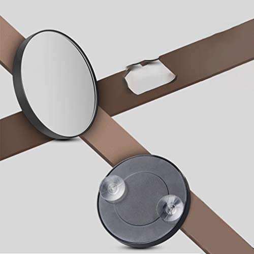 KALLORY Pocket Mirror 8.8cm 5X Magnifying Mirror Suction Cup Magnified Makeup Mirror Suction Cup Mirror for Precise Details Makeup Application (Black) Round Mirror - Image 4