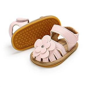 Meckior Baby Toddler Infant Girls PU Leather Soft Open Toe Summer Sandals Flower Princess Flat Shoes