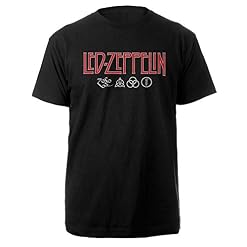 Rock Off LED Zeppelin Logo & Symbols Officiel T-Shirt Hommes Unisexe - Les Beatles, Paul McCartney, John Lennon, RIngo Starr, George Harrison