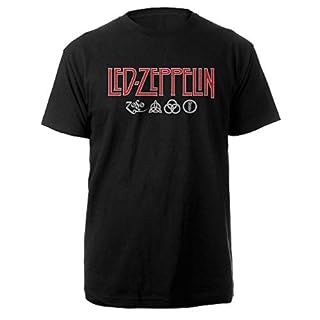 Rock Off LED Zeppelin Logo & Symbols Officiel T-Shirt Hommes Unisexe - Les Beatles, Paul McCartney, John Lennon, RIngo Starr, George Harrison