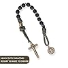 Nazareth Store Antique Bronze One Decade Rosary Black Matte Beads Green Paracord Rosary Bracelet Handmade Catholic Travel Friendly Prayer (Benedict) #1