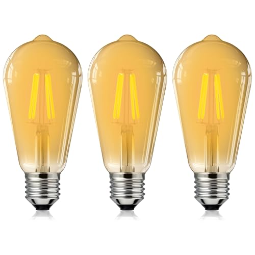 EYLM Vintage Edison Bombillas, Bombilla LED Vintage ST64 E27 4W (Equivalente a 40W) 220V-230V, 2700K Blanco Cálido, Bombillas Decorativas para Decoración e Iluminación, 3 Piezas