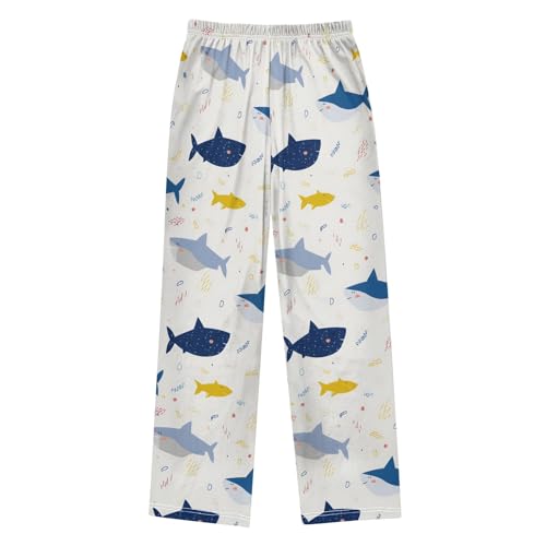 Pajama Pants Lounge Sleep PJ Bottoms Sleepwear Elastic Waist Drawstring S Shark Line2