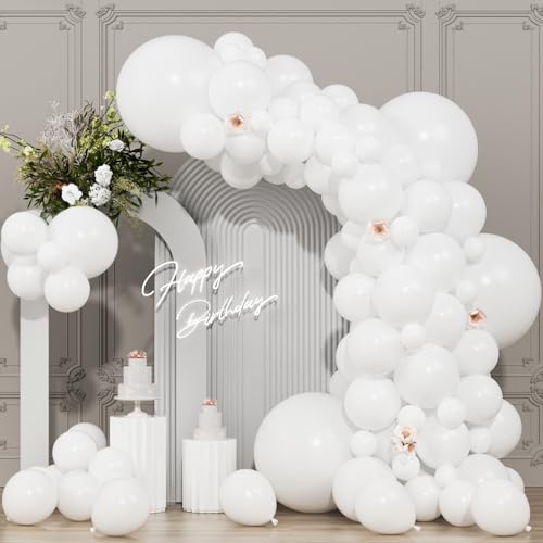 104pcs White Balloon Garland Arch Kit, Different Sizes 18 12 10 5 Inch