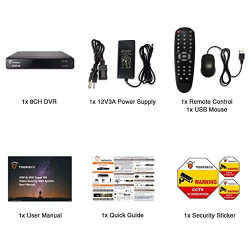 Tigersecu Super Hd 1080P 8-Channel Hybrid 4-In-1 Dvr Security Recorder Without Hard Drive, For 2Mp Tvi/Ahd/Cvi/Analog Cameras (Cameras And Hard Drive Not Included) #TOP4