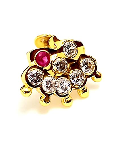 Buy Rifana gold impon nose pin and side 