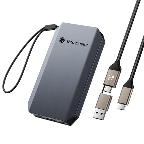 Yottamaster 512GB Esterno SSD, Fino a 2000 MB/s USB 3.2 Gen 2 x 2 SSD Portatile, 2 in 1 USB-C/A Cavo con Laccetto Supporta 4K ProRes HDR Compatibile con iPhone 16/17 Pro Max, Smartphone, Tablet