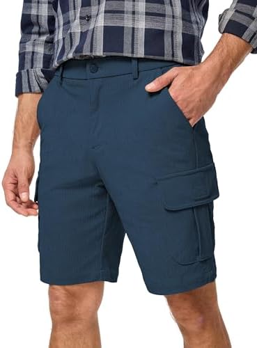 JMIERR Mens Cargo Shorts Corduroy Casual Elastic Waist Lightweight Outdoor Hiking Work Short