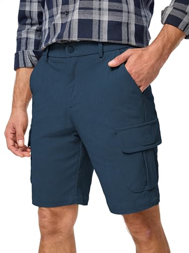 JMIERR Mens Cargo Shorts Corduroy Casual Elastic Waist Lightweight Outdoor Hiking Work Short Sail Blue XX-Large US40