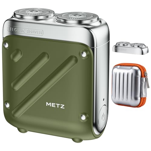 METZ (メッツ) ひげそり 電動シェーバー 【2026改良型・すっきり替刃付き】 シェーバー メンズ 小型 髭剃り 電動 回転式 電気シェーバー コンパクト 電動髭剃り トラベル 旅行用 超軽量 携帯 しぇーばー 男性 ひげ剃り トラベラー タイプc 充電式 IPX7防水 敏感肌用 乾湿両用 出張 車内常備 彼氏 プレゼントの商品画像（Amazon）